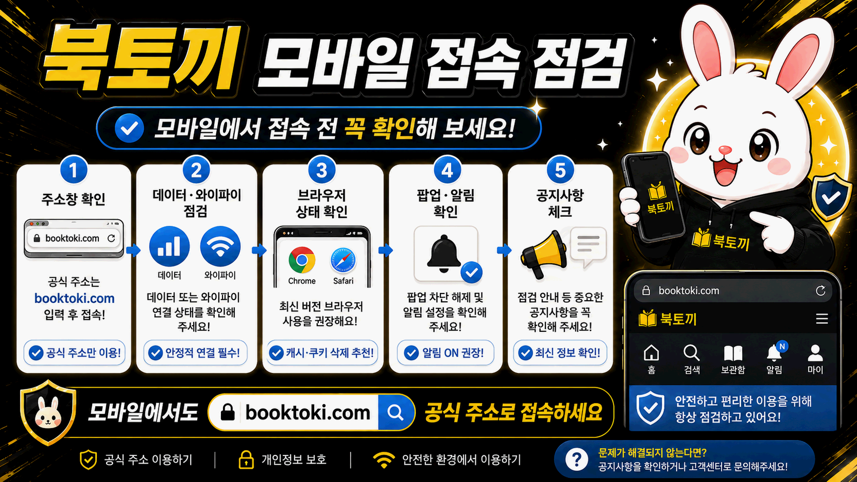 스마트폰의 일반 탭과 비공개 탭 및 와이파이와 모바일 데이터 결과를 비교한 안내 그래픽